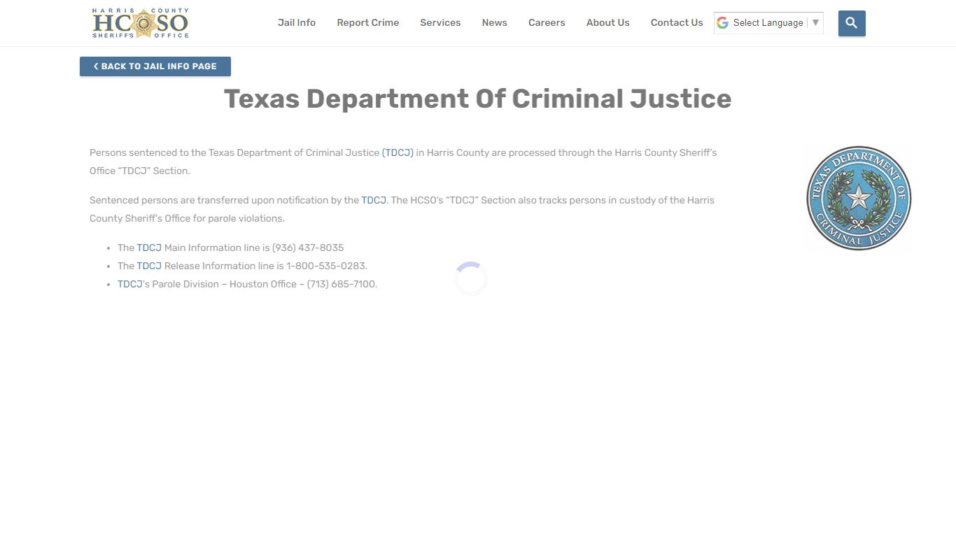 Texas Department of Criminal Justice - Harris County Sheriff's Office